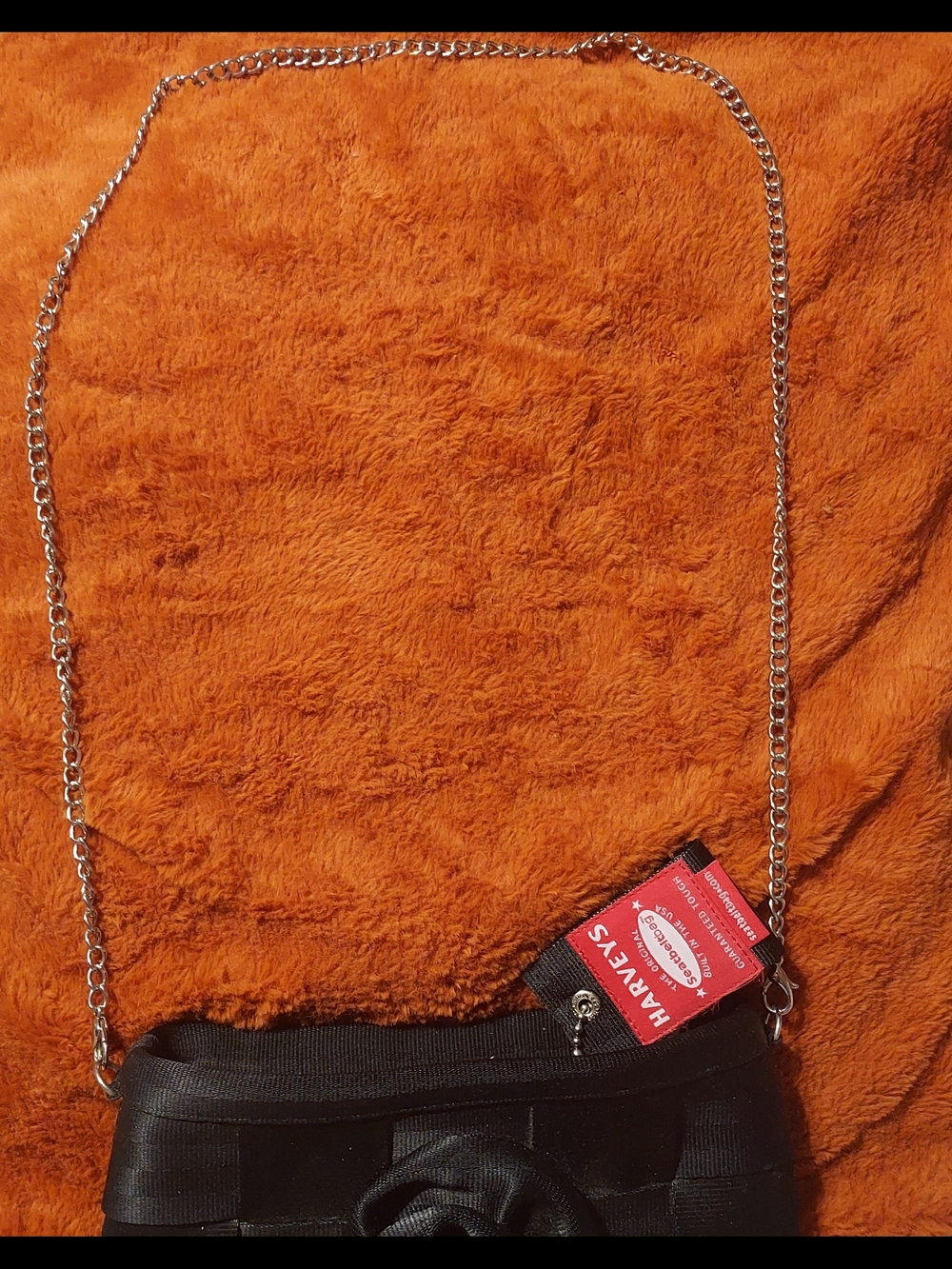 Harveys SEATBELT Black Rose Chain Shoulder Bag - Picture 5 of 13